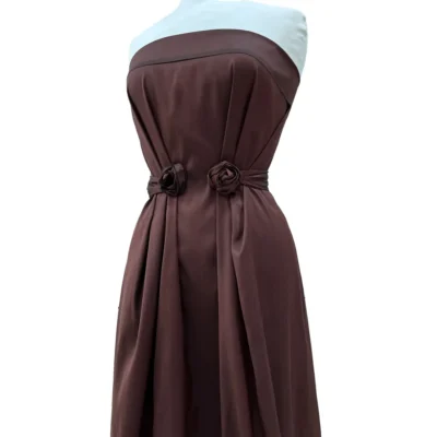 Tessuto in taffet&agrave; shantung di seta di marrone cioccolata (7)