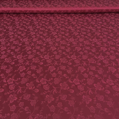 Tessuto per arredamento damascato floreale rosso scuro (2)