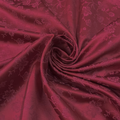 Tessuto per arredamento damascato floreale rosso scuro (6)
