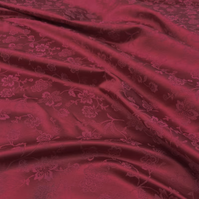 Tessuto per arredamento damascato floreale rosso scuro (7)