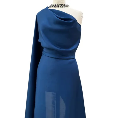 Twill di pura seta Made in Italy color blu navy (5)