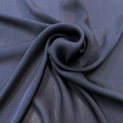 Twill di pura seta Made in Italy color blu notte (3)