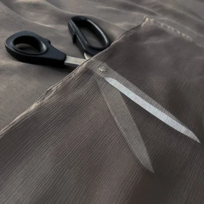 Voile goffrato seta tortora 4