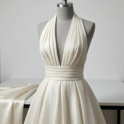 Organza di pura seta Made in Italy color bianco naturale - Alt.150 cm