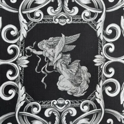 tessuto in puro cotone con stampa ghirigori e figure mitologiche ( (3)