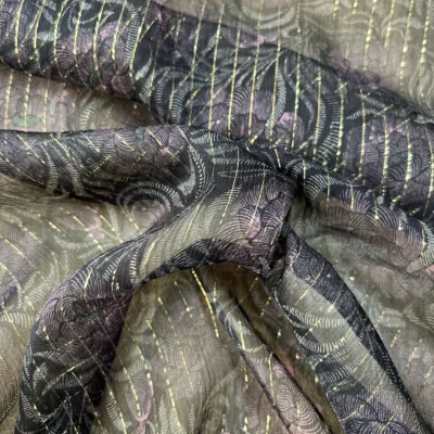 chiffon seta fiori fili lurex 4