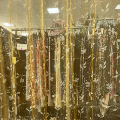 tenda organza arancio ricamo floreale avorio 4