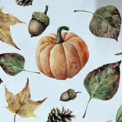 Stoffa per tovaglie natalizie zucche e ghiande in misto cotone (4)