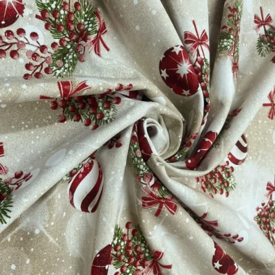 Tessuto natalizio misto cotone con lamina oro (1)