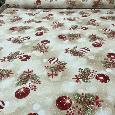 Tessuto natalizio misto cotone con lamina oro (2)