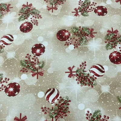 Tessuto natalizio misto cotone con lamina oro (3)