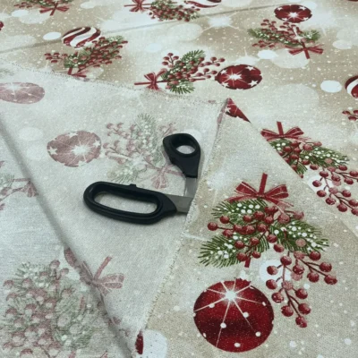 Tessuto natalizio misto cotone con lamina oro (5)