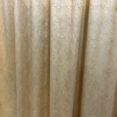 tenda taffet&agrave; ricamo fiore astratto