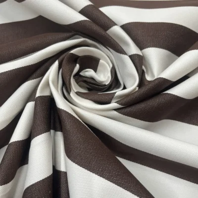 Tovaglia a Righe Bianco e Marrone in Tessuto Compatto