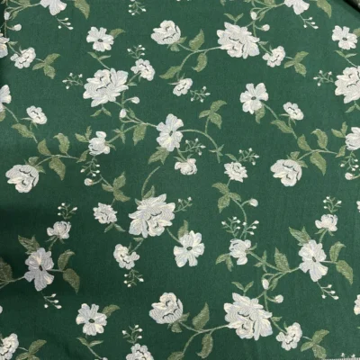 Tessuto d’arredo doubleface floreale verde e beige - Alt.280 cm 4