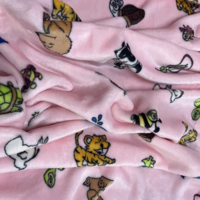 Tessuto pile bimbo con animali giocosi 5