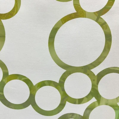 Tendina a vetro bianca con cerchi verde salvia, disponibile in larghezze 60 e 90 cm 3