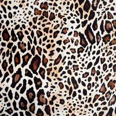 Raso Pura Seta Animalier Leopardato Avorio Marrone - Alt. 140 cm