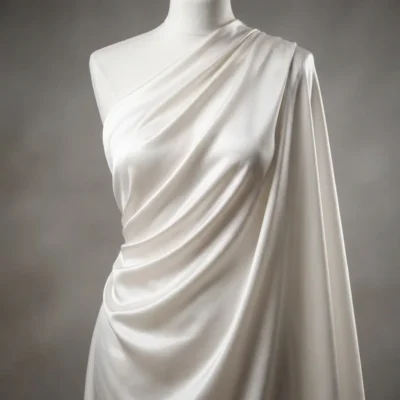 Raso di seta bianco avorio lucido manichino primo piano