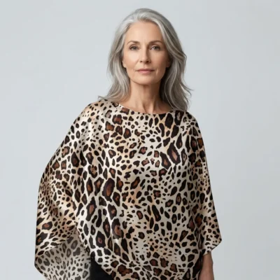 Raso in Pura Seta Animalier Leopardato Avorio Marrone (3)
