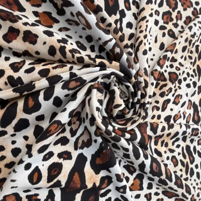 Raso in Pura Seta Animalier Leopardato Avorio Marrone (7)