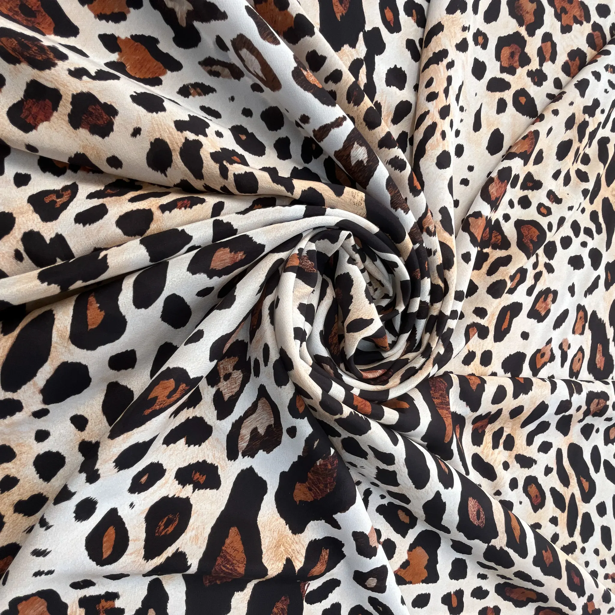 Raso in Pura Seta Animalier Leopardato Avorio Marrone (7)
