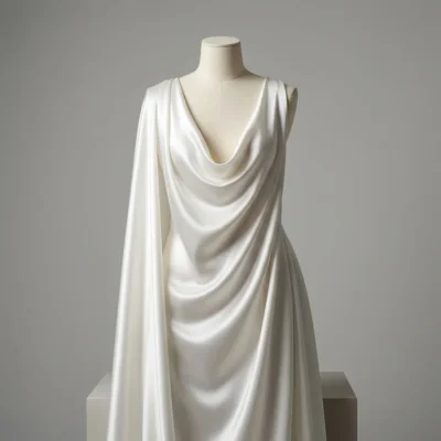 Raso di pura Seta bianco caldo dalla caduta morbida Made in Italy - Alt.140 cm