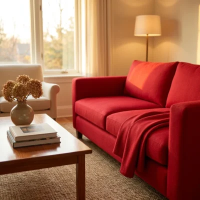 Tessuto d&rsquo;arredo rosso brillante ad alta resistenza - Alt.140 cm