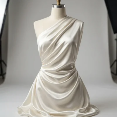 Raso di seta pura bianco naturale opaco elegante Made in Italy - Alt.140 cm