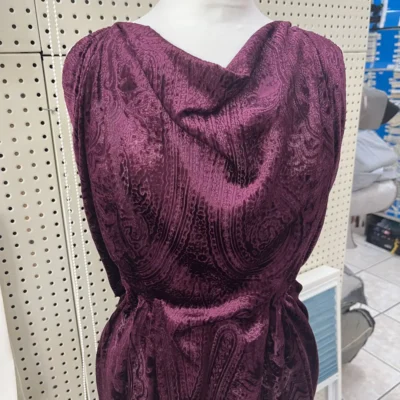 Tessuto Seta Viscosa Devor&egrave; Paisley Prugna 140 cm Made in Italy (2)