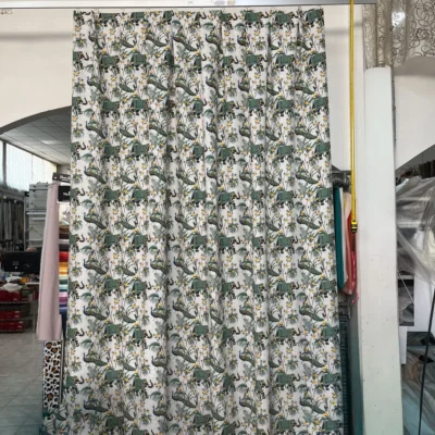 Tessuto arredo esotico elefanti pavoni (3)
